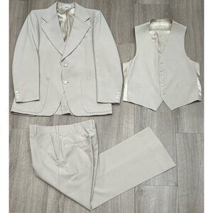 Richman Brothers 3 Piece Tuxedo Suit Mens 42R 34x 30 Pants Gold 1960s Shawl